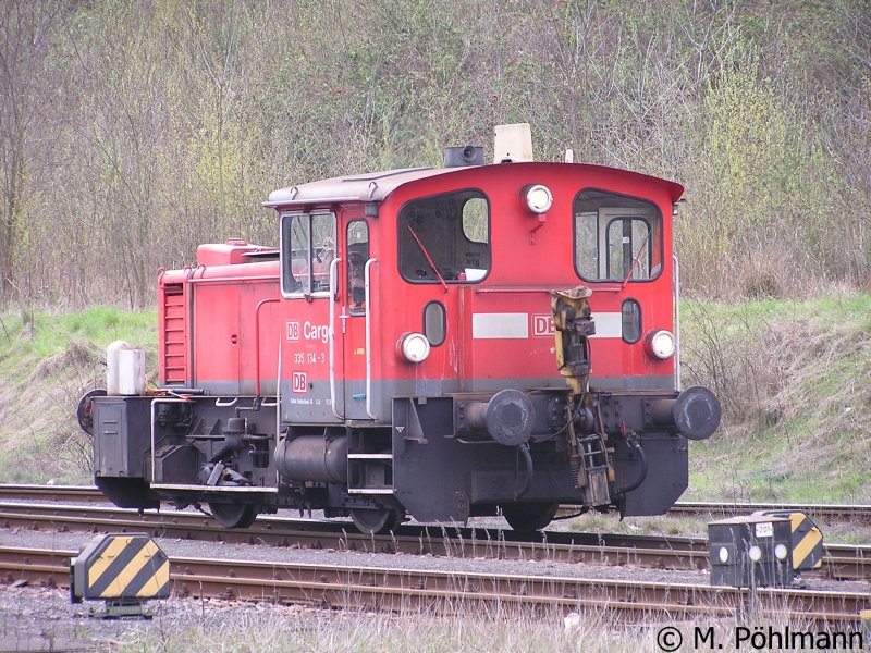 April 2008. 335 134-3 (ex 333 134-5) im Kombiwerk Saarbrcken. Hersteller: Arnold Jung Lokomtivfabrik GmbH, Baujahr 1974.