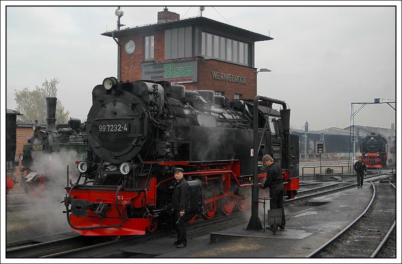 Arbeitsvorbereitungen im Depot in Wernigerode in der Frh des 10.10.2007.