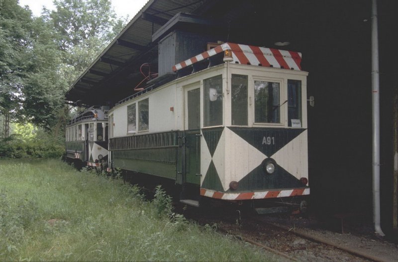 Arbeitswagen A 91 im Jahr 1994 beim Depot der Schneicher-Rdersdorfer Strassenbahn GmbH (Archiv P.Walter)