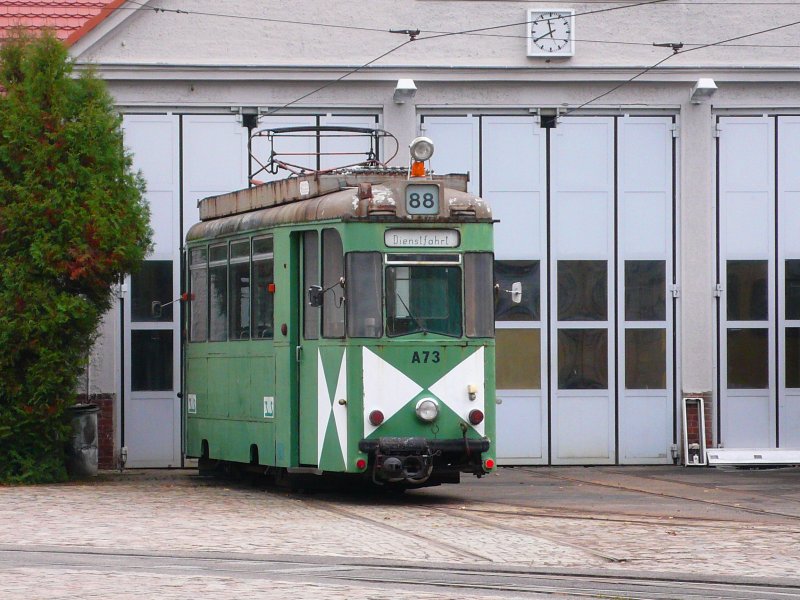 Arbeitswagen Reko A73 abgestellt beim Depot.
Aufnahmedatum 07.10.08