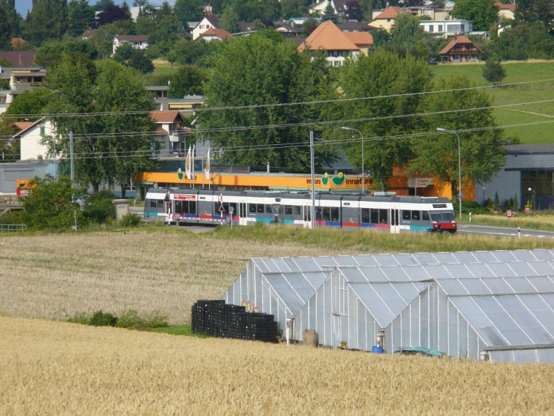 asm / BTI - Regionalzug mit Be 2/6 505 und Be 2/6 506 am 28.06.2007 Zwischen der Haltestelle Ipsach Herdi und der Haltestelle Sutz