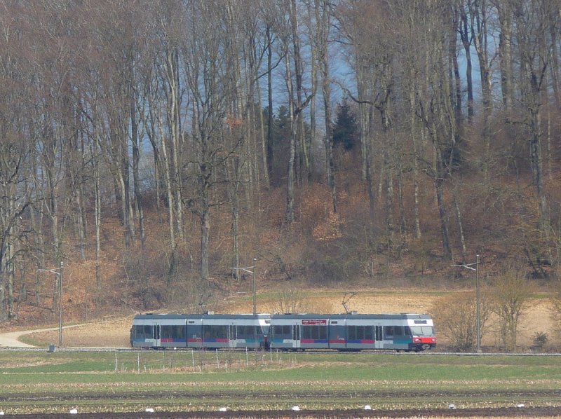 asm / Linie BTI - Regio nach Tufflen - Biel mit dem Triebwagen Be 2/6 505 und Be 2/6 502 zwischen Siselen und Lscherz am 26.03.2009
