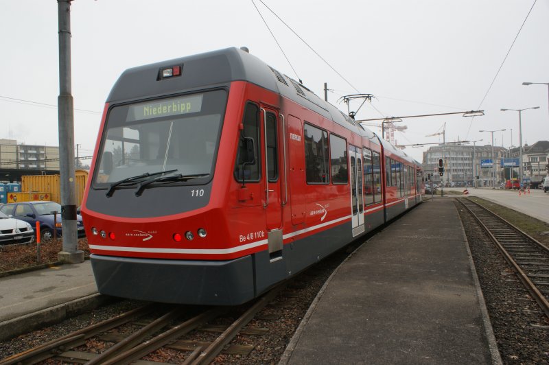 ASM Be 4/8 110 Merkur am 05.03.2009 in Solothurn bereit zur Ausfahrt nach Niederbipp.