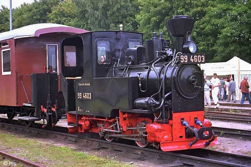 Auf dem Bahnhofsfest in Putbus am 10. September 2005 war eine zweiachsige Lok mit der Nummer 99 4603 zu sehen. Die in Rumnien aufgearbeitete Lok hnelt sehr der  Stainz 2  der Steiermrkischen Landesbahnen bzw. dem entsprechenden LGB-Modell. Mit der 99 4603, die es vor Jahrzehnten auf Rgen gab, hat sie nichts zu tun. 