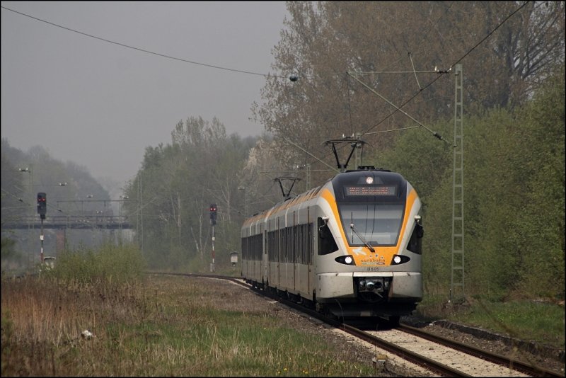 Auf dem Rckweg nach Dortmund Hbf sind ET5.05 und ET5.20 als EBR39221 (RB50  DER LNER ) in Capelle(Westf) angekommen. Gru an den Triebfahrzeugfhrer;-) (14.04.2009)
