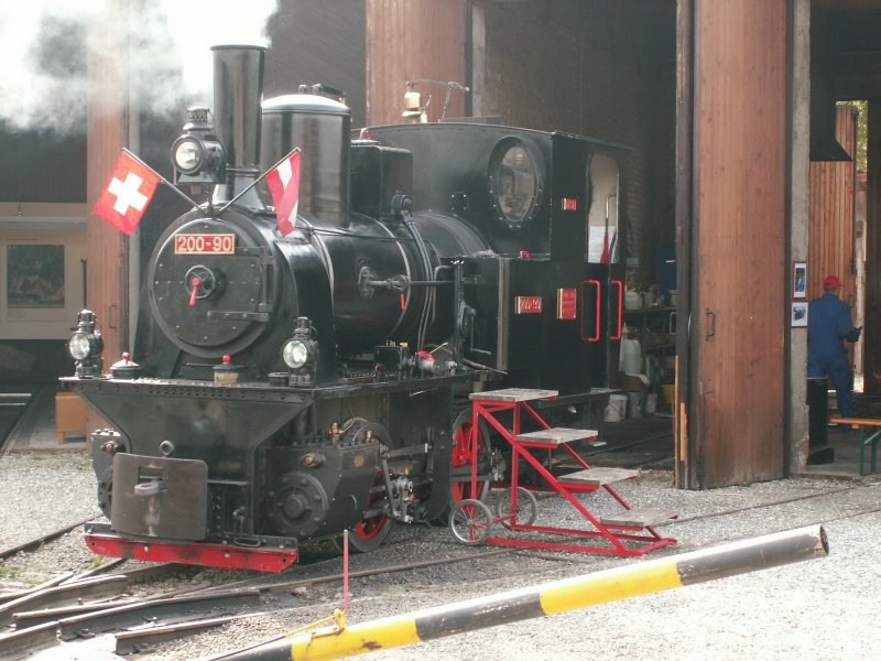 Aufrsten der Maffei Dampflok  Liesl  Nr.200-90(1920)fr eine Dampfzugfahrt mit zwei Dampflokomotiven zur Rheinmndung.Die Maffei Lok war die Vorspannlokomotive.Lustenau 12.10.08