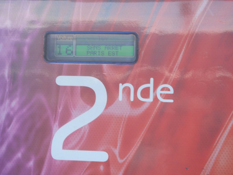 Aufschrift 2.Klasse des TGV-POS