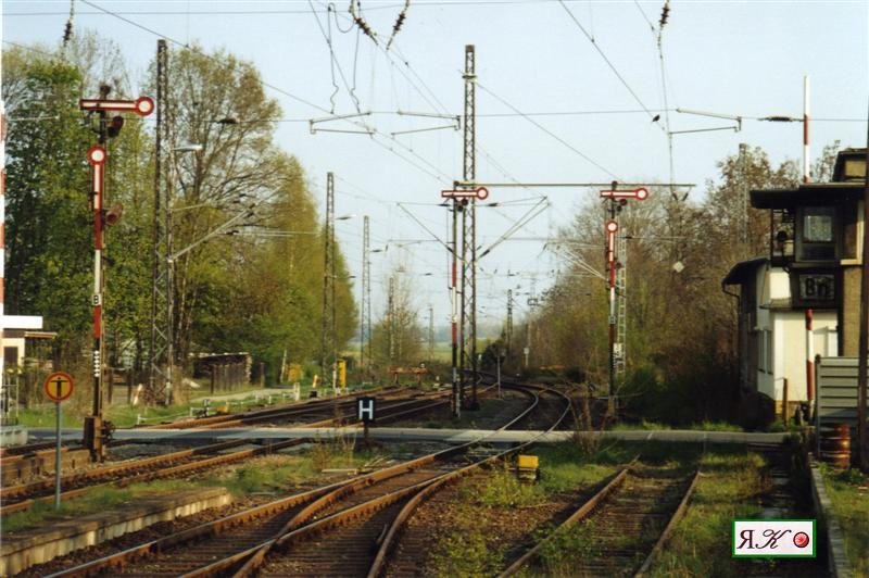 Ausfahrsignale des Bh. Beucha(Richtung Leipzig), Signale sind alle mit kurzem Signalflgel ausgerstet, August 2006,