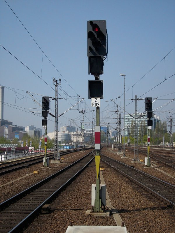 Ausfahrsignale Richtung Berlin Alexanderplatz in Berlin Ostbahnhof.