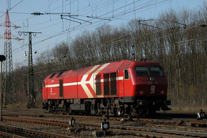 Ausfahrt der MaK DE 1024 (DE11) am 26.03.2007 Gremberg (Gnf)