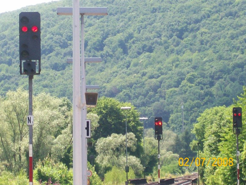 Ausfahrtsignale der Gleise 1;2;3 des Bahnhofs Kirn/Nahe.