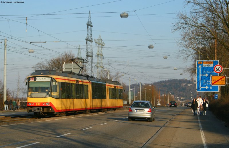 AVG 887 als S4 nach Bretten Glshausen am Weinweg 21.3.09