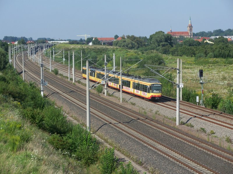 AVG S-Bahn Doppel als S4 nach Achern. Aufgenommen bei Sinzheim, Sommer 2007.