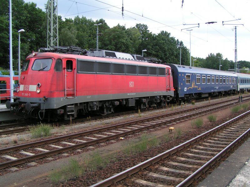 Bahnbildertreffen in Berlin am 11.07.2009. 115 346 abfahrbereit im Bhf. Wannsee