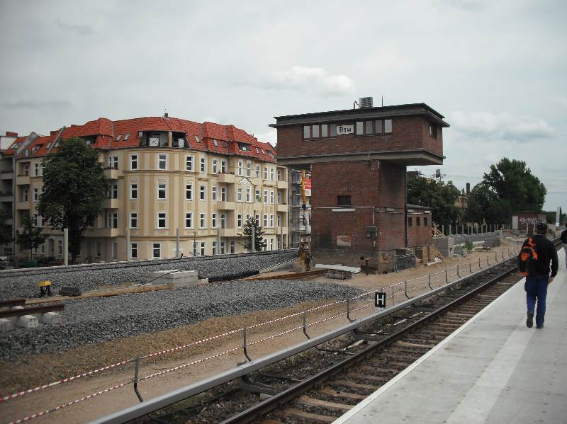 Bahnhof Berlin-Baumschulenweg 19.06.2009, Blick in Richtung Adlershof vom provisorischen S-Bahnsteig.