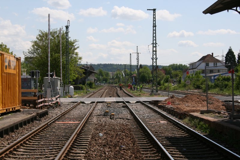 Bahnhof Meckesheim im Umbau mit Blick nach Sden. Bild aufgenommen am 4.5.09.