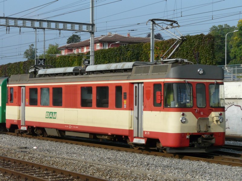 BAM - Triebwagen Be 4/4 15 (ex travys / YsteC Be 4/4 3 ) in Morges am 25.09.2008