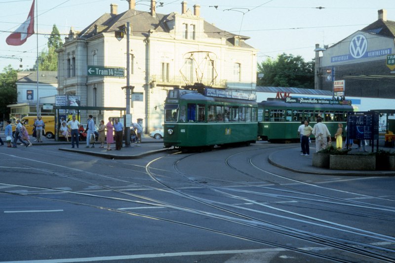 Basel Bvb Tram 1 Be 4 4 405 B 1499 Aeschenplatz Aeschengraben Am 30 Juni 1987 Bahnbilder De