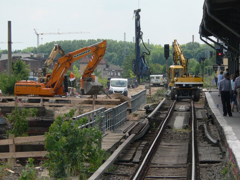 Bauarbeiten am Ringbahngleis. Ostkreuz, 7.6.2008