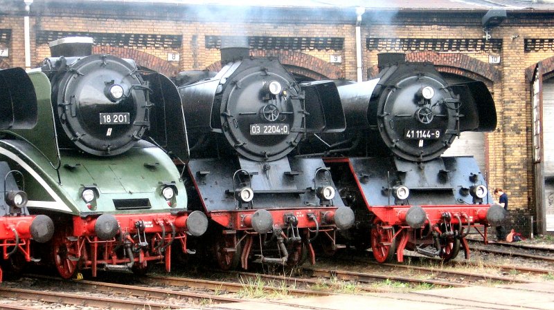 Baureihen 03, 18 und 41 am Lokschuppen Bw Berlin-Schneweide, 2007