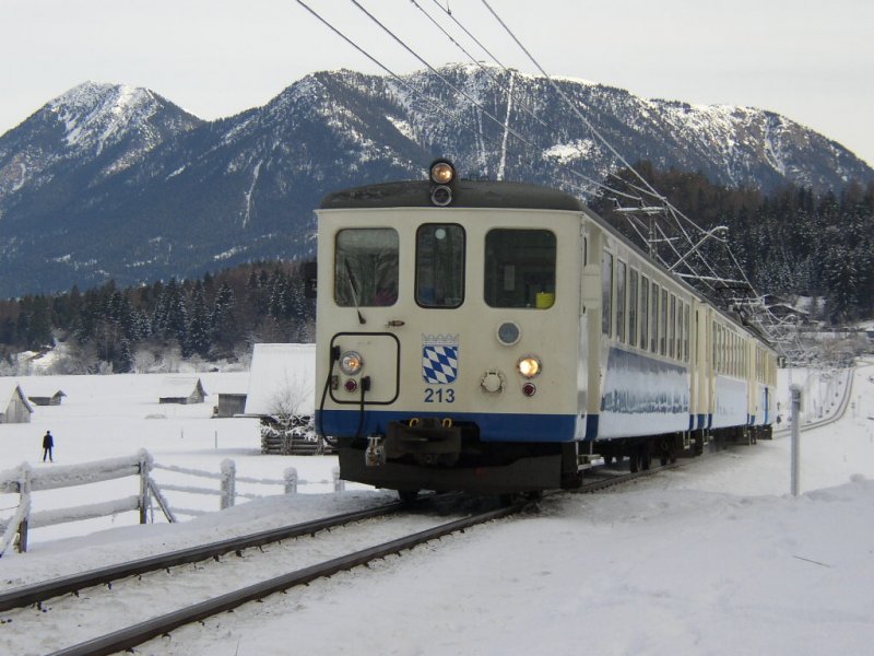  Bayrische Zugspitzbahn  irgendwo auf der Strecke in der Nhe von  Grainau . 26.12.07