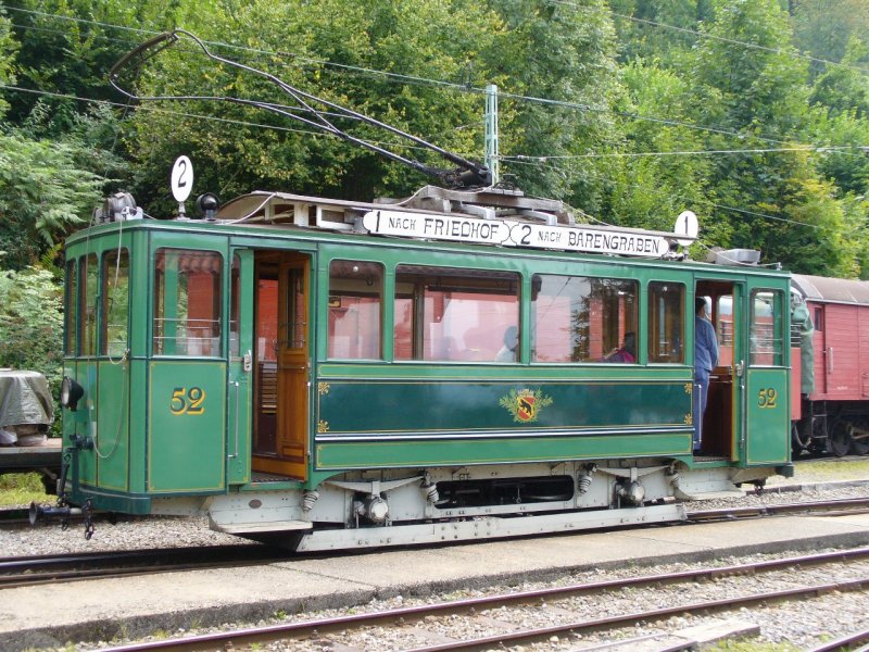 BC - Berner Tram Ce 2/2  52  bei der Museumsbahn Blonay - Chamby im Museumsareal in Chamby am 09.09.2007
