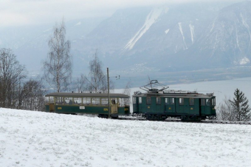 BC - Gtermotorwagen Fe 4/4 151 und Tramanhnger B 370 (CGTE ex Strassenbahn von Genf)unterwegs nach Blonay am 24.03.2008