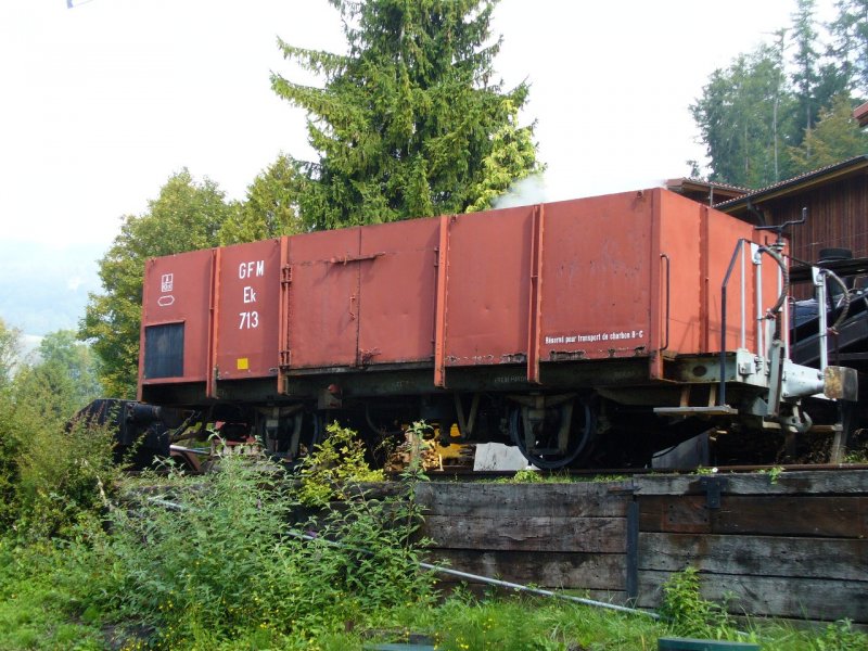 BC - Gterwagen Ek  713 ex GFM als mobiles Kohlenlager im Museumsareal von Chamby am 09.09.2007