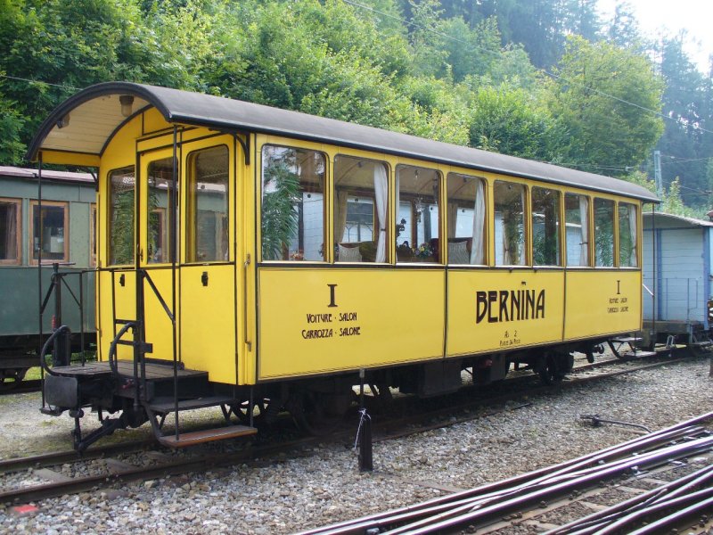 BC - Salonwagen As  2 ( ex RhB Berninabahn ) im Museumsareal von Chamby am 09.09.2007