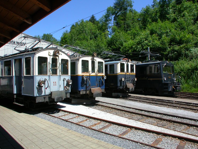 BCFe 4/4 11 ex MOB De 4/4 28 MOB FZe 6/6 2002 ex MOB GDe 4/4 6002 MOB  Chaulin 19.07.2008