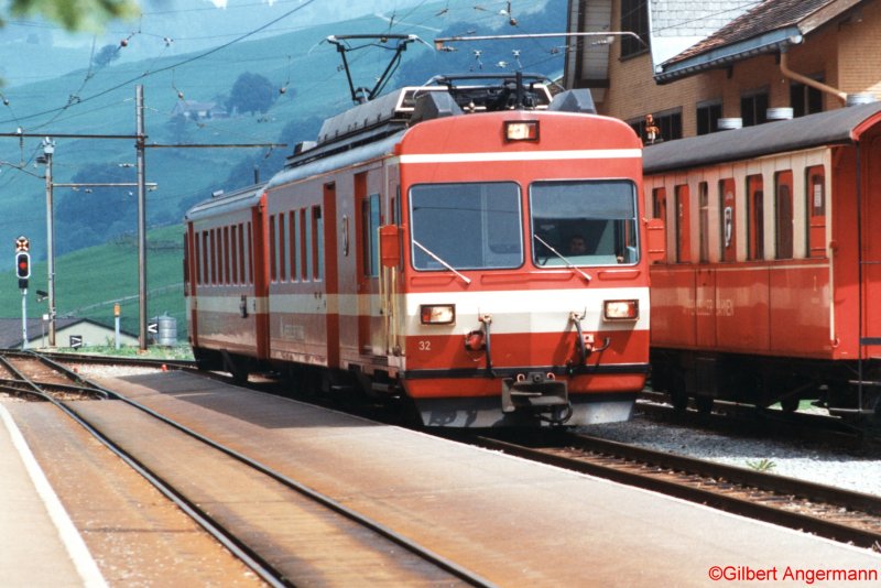 BDe 4_4 32 der Appenzeller Bahn am 14.8.1994 in Wasserauen.