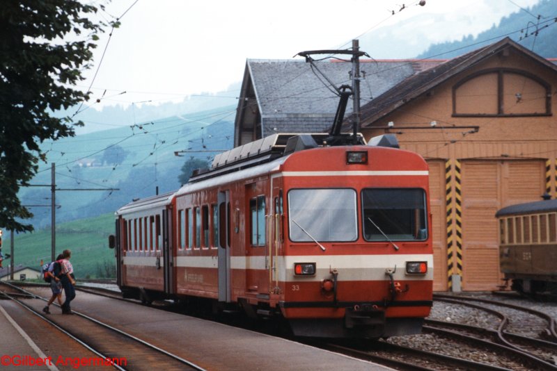 BDe 4_4 33 der Appenzeller Bahn am 14.08.1994 in Wasserauen.