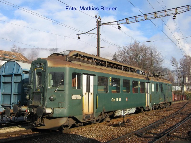 BDe 4/4 651 Ist in Balsthal Abgestellt und wartet am 30.12.07 auf den Nchsten Einsatz.