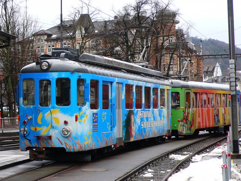 BDe 4/4 7 am 21.12.08 mit Partywagen im St. Galler Nebenbahnhof