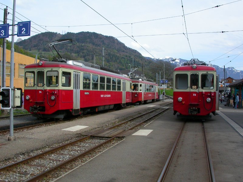 BDeh 2/4 74, 75, 73  Blonay 02.05.2008