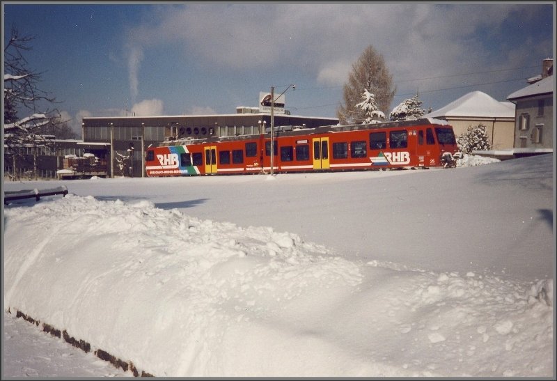 BDeh 3/6 fhrt in Heiden ein. (Archiv 04/99)