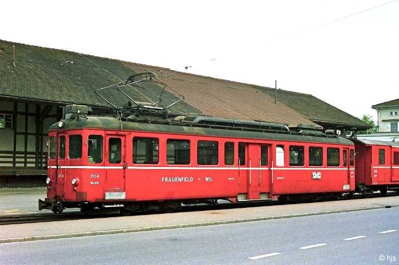 Be 4/4 204 vor dem SBB-Bahnhof Frauenfeld (5. September 1983)
