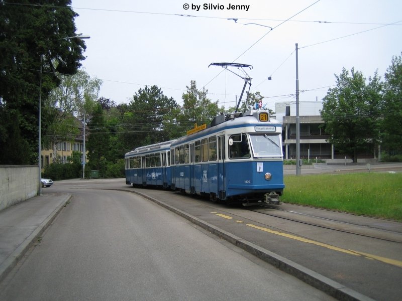 Be 4/4 ''Karpfen'' 1430+785 anlsslich der Erffnung des Tram Museums Burgwies in der Rehalp.
