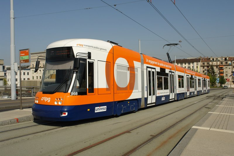 Be 6/8 868 30 ans TPG nouveau logo arrt France Genve 27 aout 2007