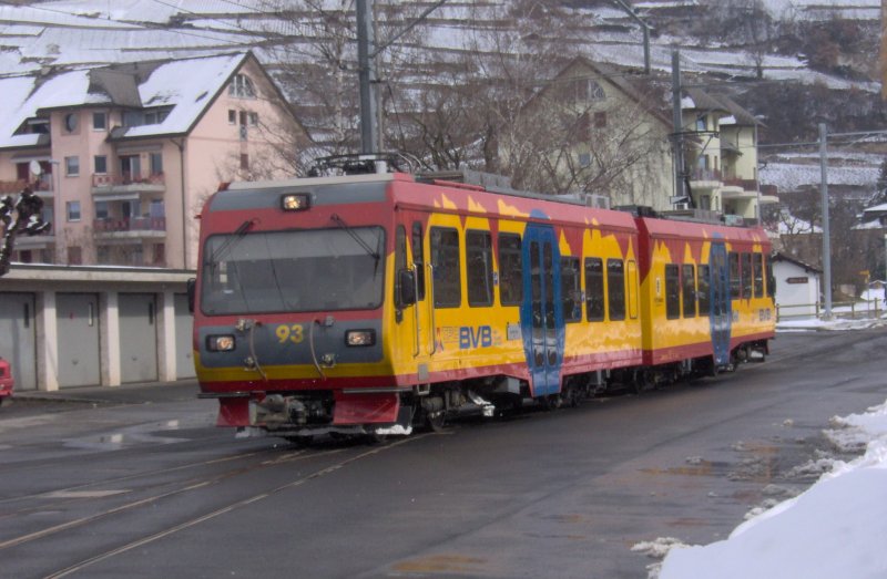 Beh 4/8 93 der BVB  in Bex im Februar 2004