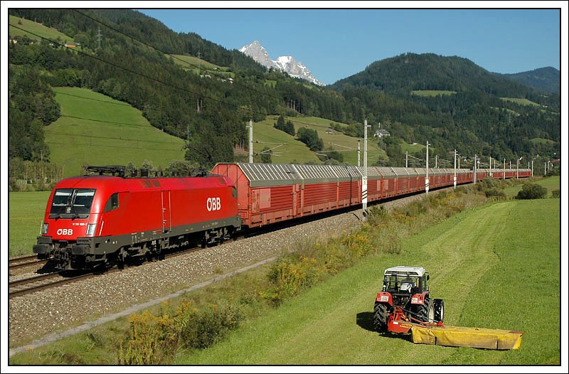 Bei der Heimfahrt am 13.9.2007 legten wir noch zwischen Rottenmann und Trieben eine Station ein. Die ehemalige  Licht ins Dunkel  Lok 1116 100 bespannte an diesem Tag den G 47834.
