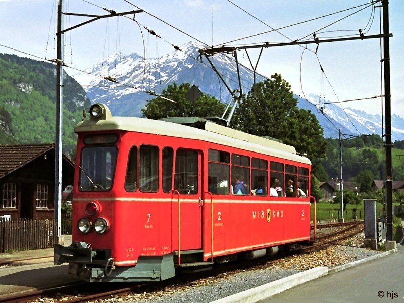 Bem 4/4 7 (ex OEG 65) in Meiringen (19. Mai 1993)