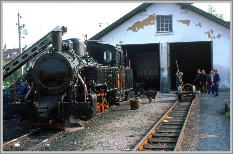 Bereitstellung von Lok Nr. 4 in Bregenz Vorkloster. (Archiv H.Graf Juli 1975)