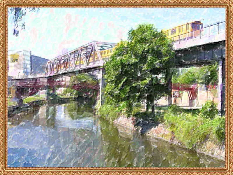 Berliner U-Bahn,Zug der Linie U1 auf der Brcke ber den Landwehrkanal zwischen Gleisdreieck und Mckernbrcke.Das  normale Foto  sieht man bei Deutschland/Regional/Berliner U-Bahn.28.05.05
