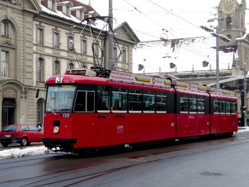 Bern mobil - Be 8/8 723 unterwegs auf der Linie 3 am 12.12.2008