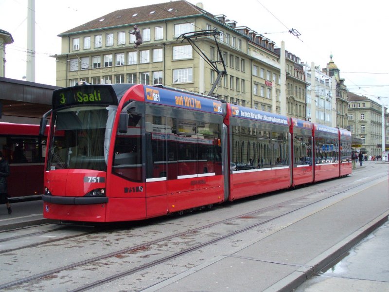 Bern Mobil - Berner Tram Combino Be 4/6  751 .. Foto vom 03.03.2007