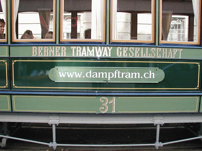 Berner Dampftramway,Die Beschriftung des Beiwagens No.31