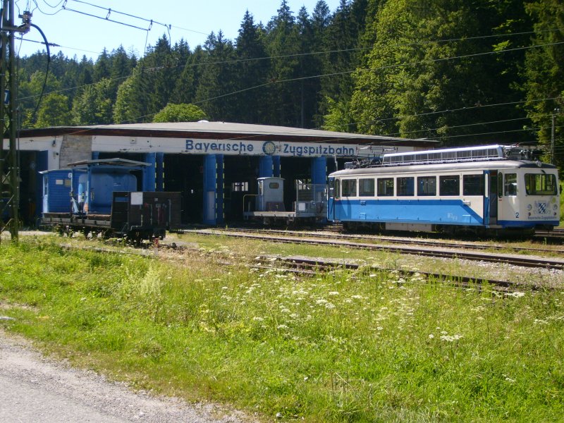 Betriebswerksttte der Zahnradbahn in Grainau. Aufgenommen am 12.07.2007