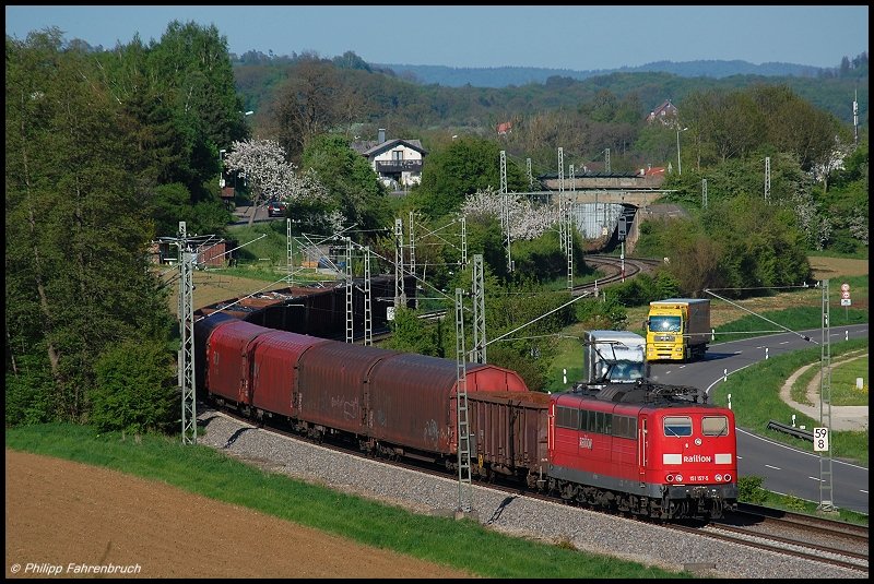 Bild-ID 190000 schmckt 151 157 mit FZT 56080 am Km 59,8 der Remsbahn (KBS 786) bei Mgglingen.