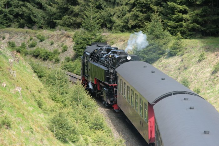 Bis zum heutigem Tag dachte ich, dass es auf freier Strecke keine Brcke gibt, die ber die Harzquerbahn fhrt. Auf meiner Wanderung bei Trautenstein wurde ich eines besseren belehrt. Walzenhtte, 05.05.2008